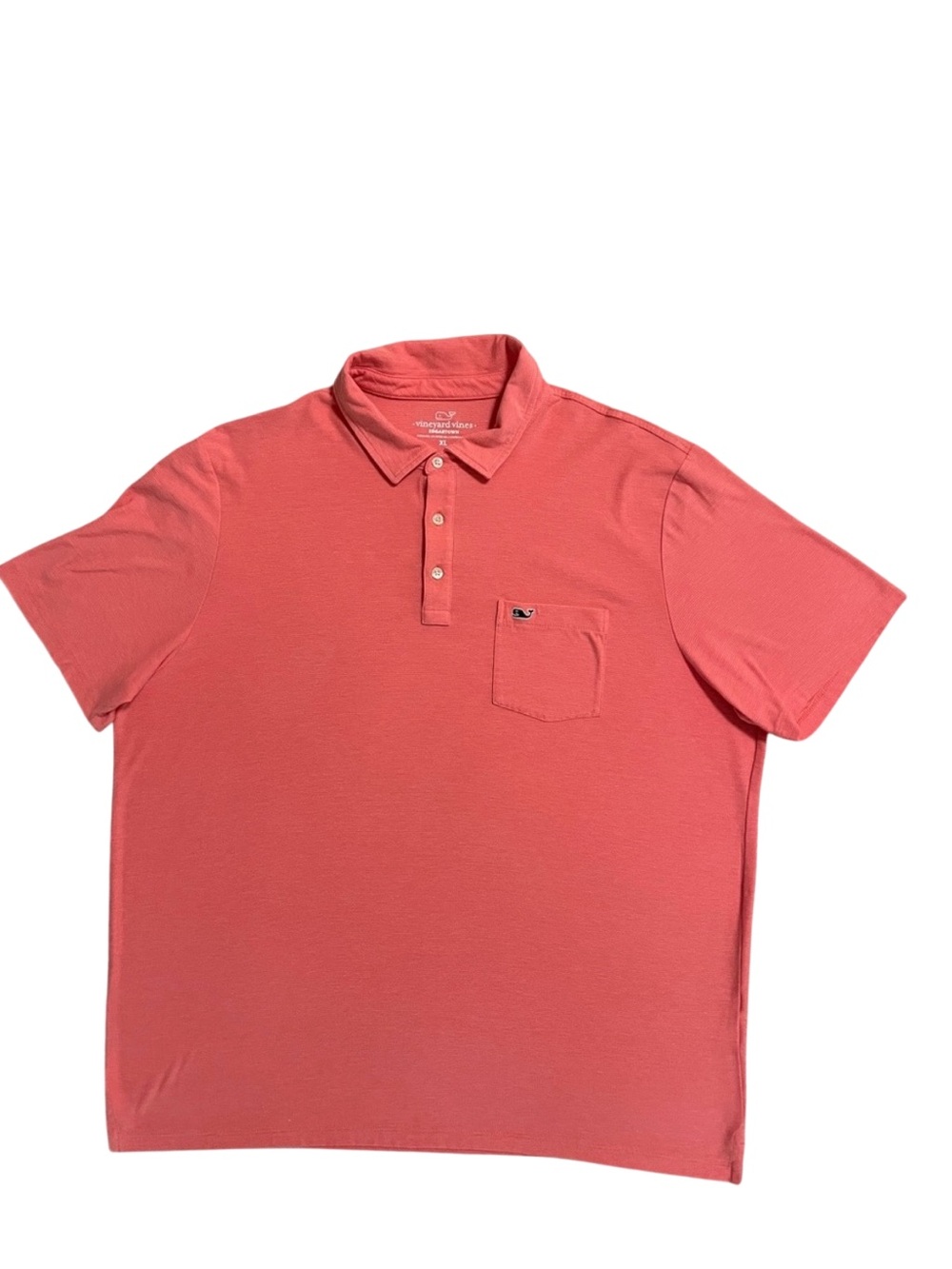 Vineyard Vines Edgartown Mens XL Polo
Shirt Pocket Coral Salmon Pink Golf EUC